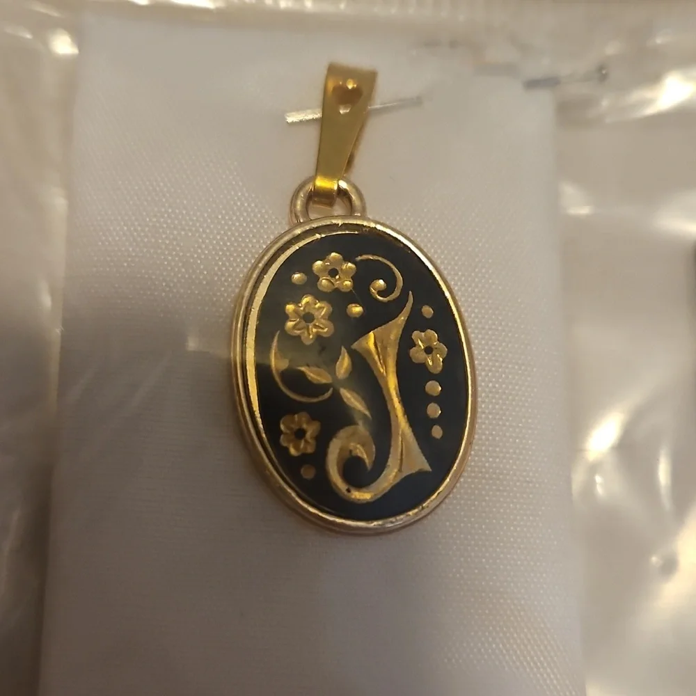 Gold and Blue J Pendant